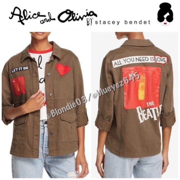 Alice + Olivia x Beatles “Charline” military patch jacket M - Picture 1 of 5
